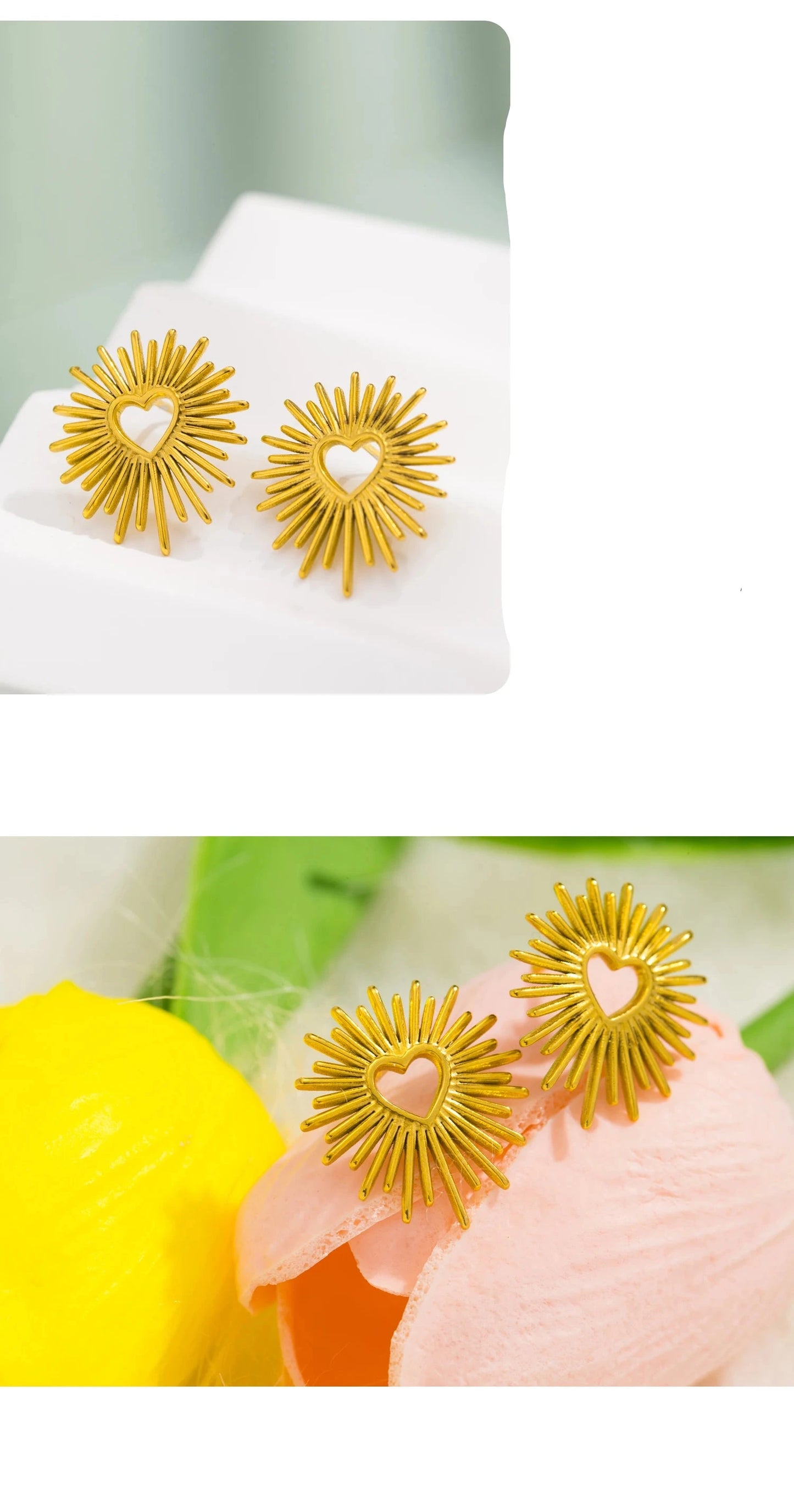 Aquarly Floral Heart Studs