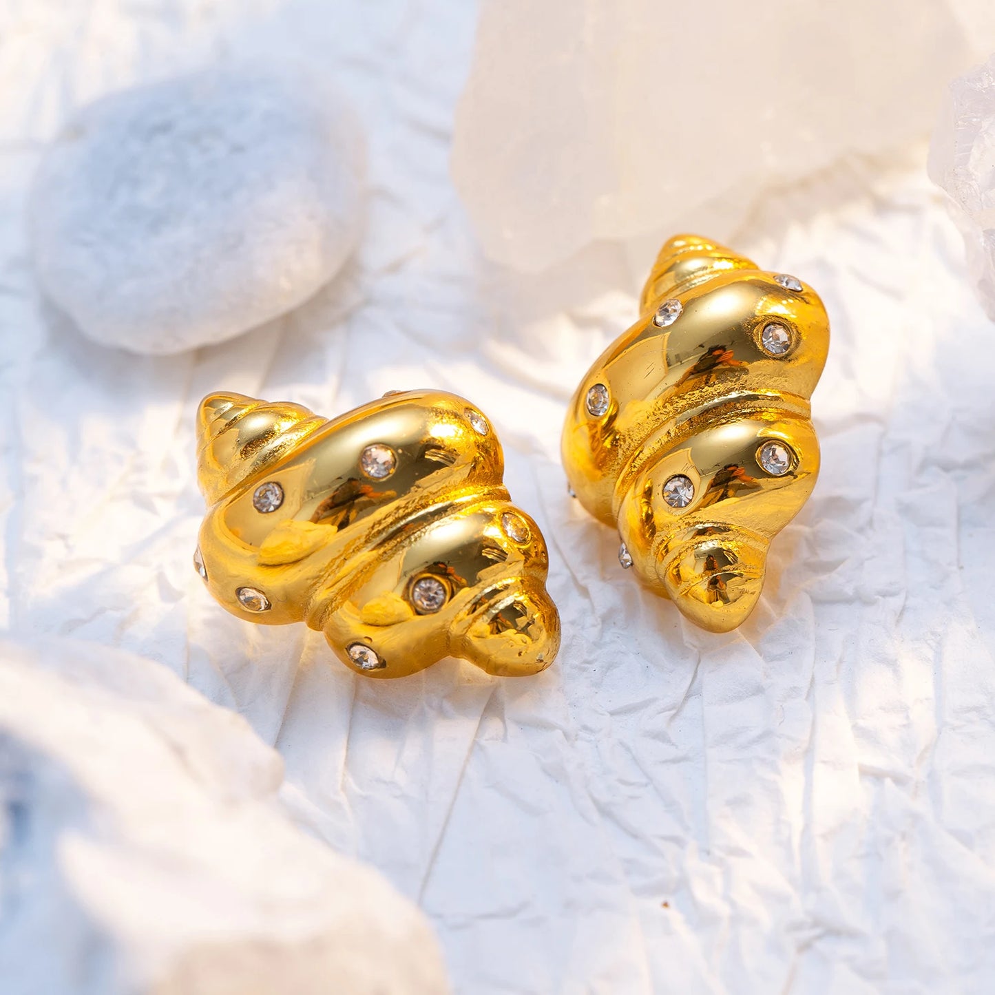 Aquarly Rhinestone Conch Earrings