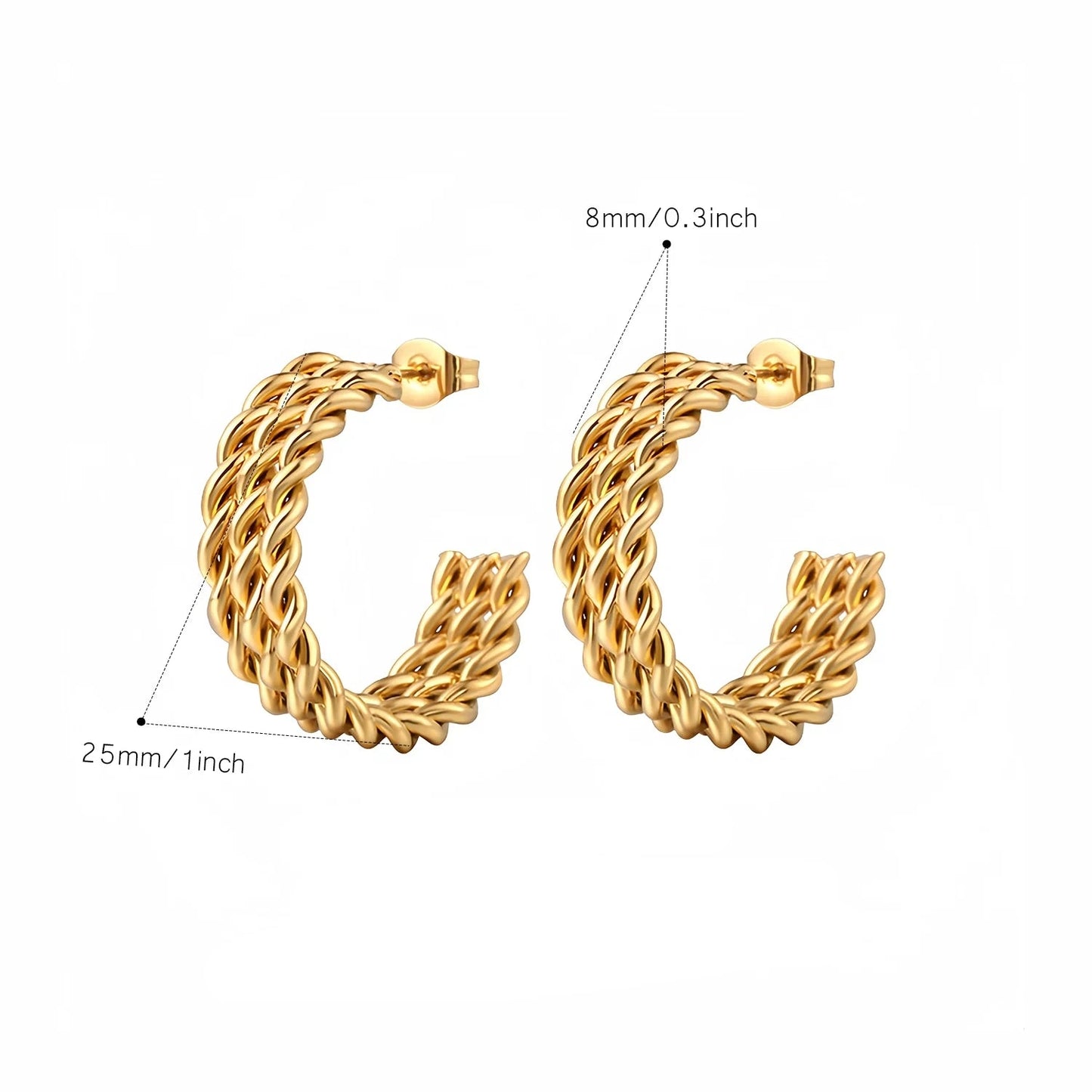 Aquarly Triple Wave Hoops