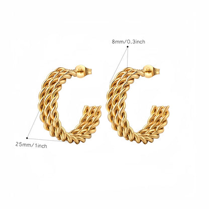 Aquarly Triple Wave Hoops