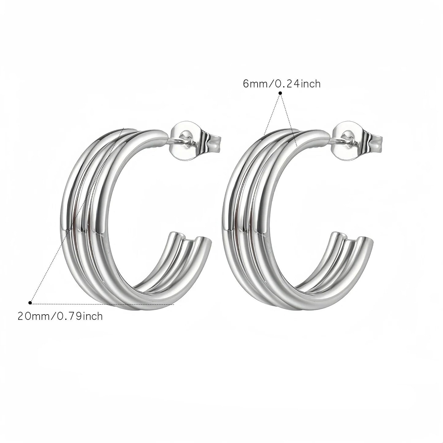 Aquarly Triple Wave Hoops