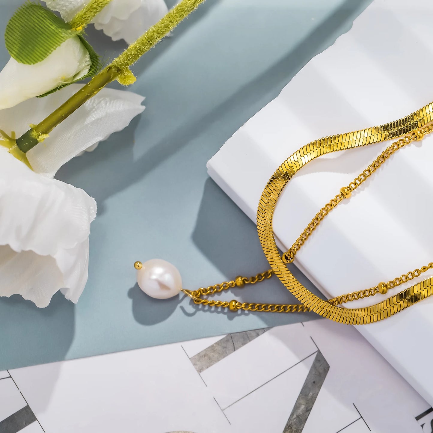 Aquarly Double Pearl Necklace