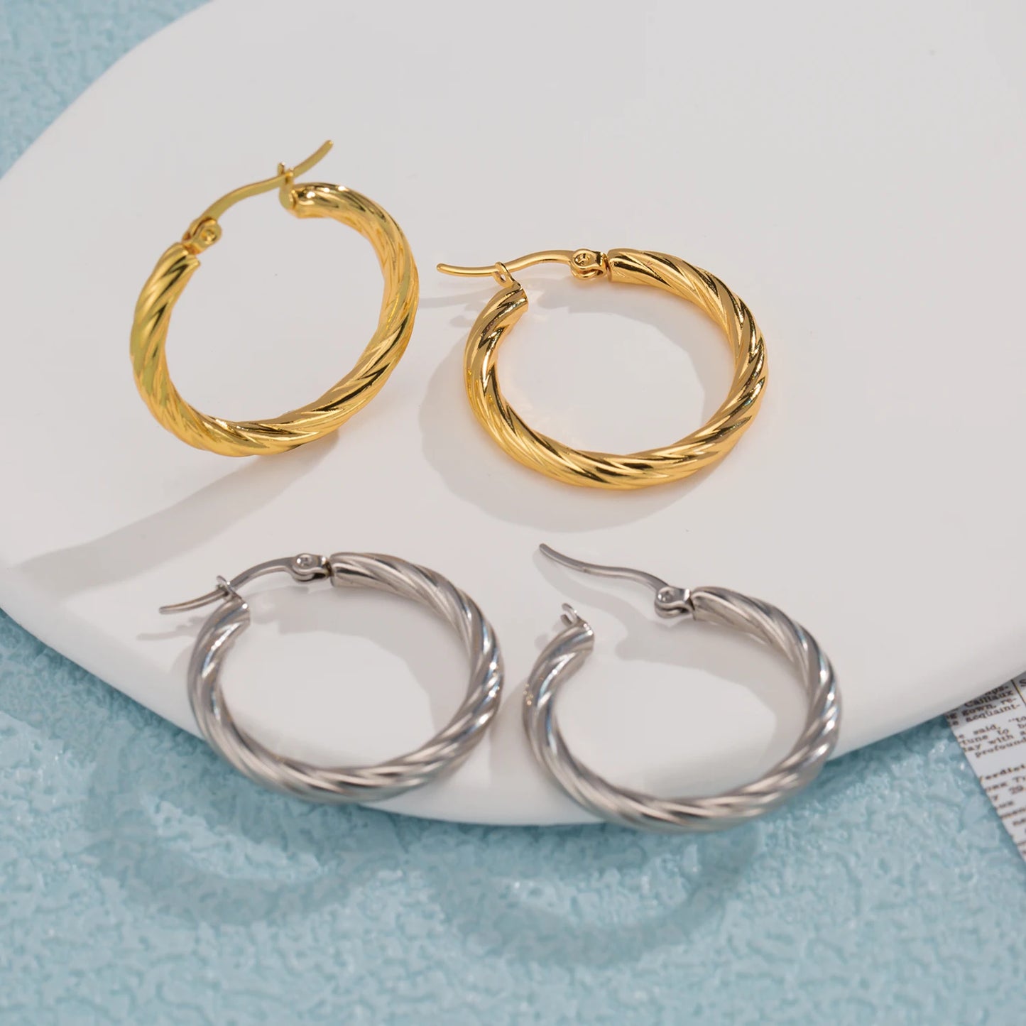 Aquarly Bold Twist Hoops