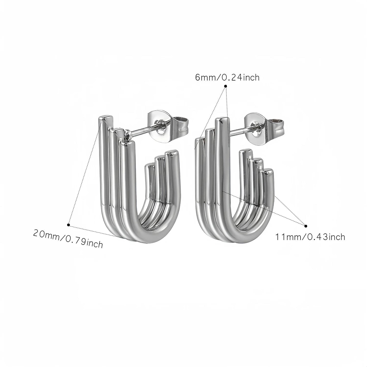 Aquarly Triple Wave Hoops