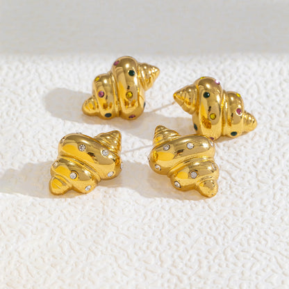 Aquarly Rhinestone Conch Earrings