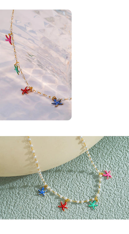 Aquarly Pearl Starfish Necklace