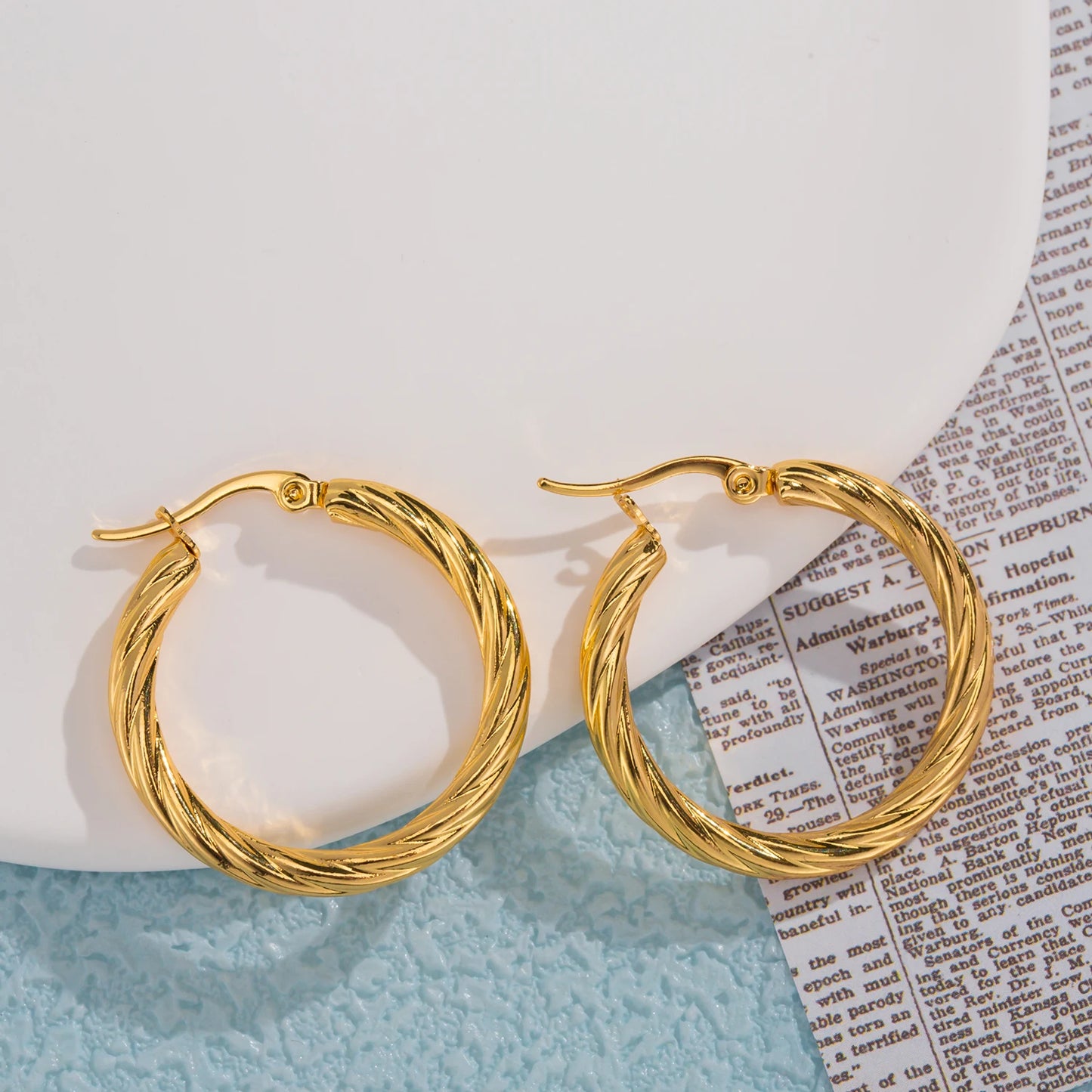 Aquarly Bold Twist Hoops