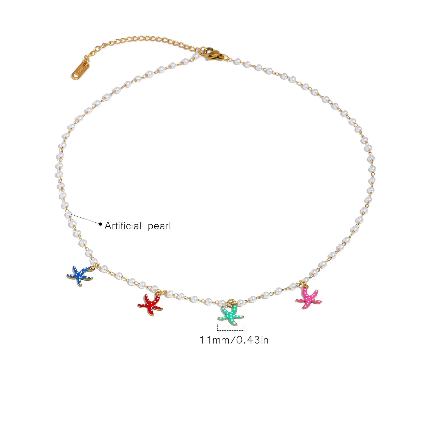 Aquarly Pearl Starfish Necklace