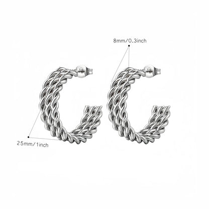 Aquarly Triple Wave Hoops