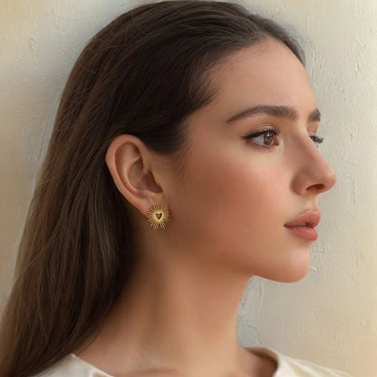 Aquarly Floral Heart Studs