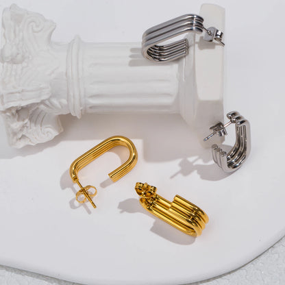 Aquarly Triple Wave Hoops