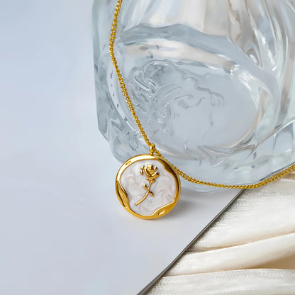 Aquarly Rose Medallion Necklace