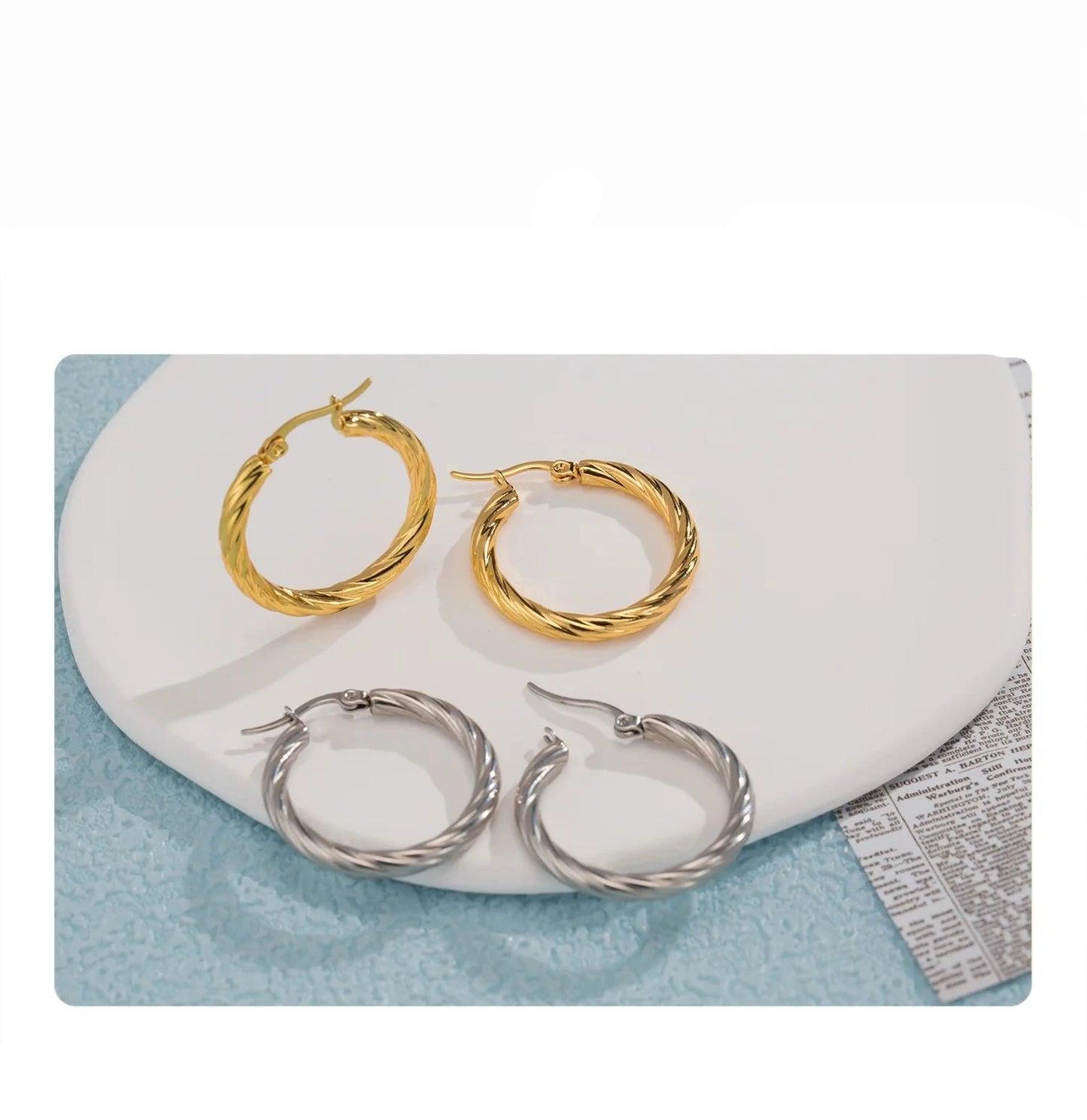 Aquarly Bold Twist Hoops