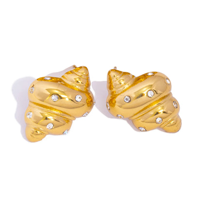 Aquarly Rhinestone Conch Earrings